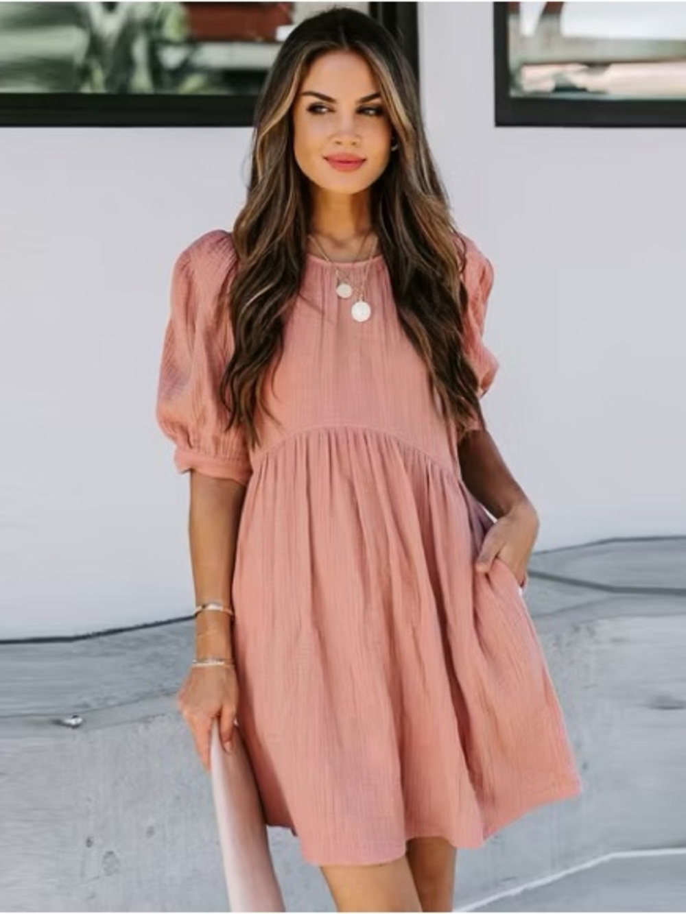 Vici Gauze Cotton Babydoll Dress